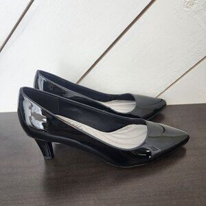 NEW Easy Street Pointe Womens 5.5 M Black Faux Patent Pumps Black 3CT